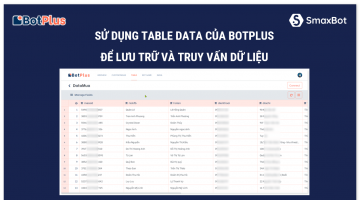 Lưu trữ và truy vấn dữ liệu trên chatbot bằng Table Data tại Botplus.io